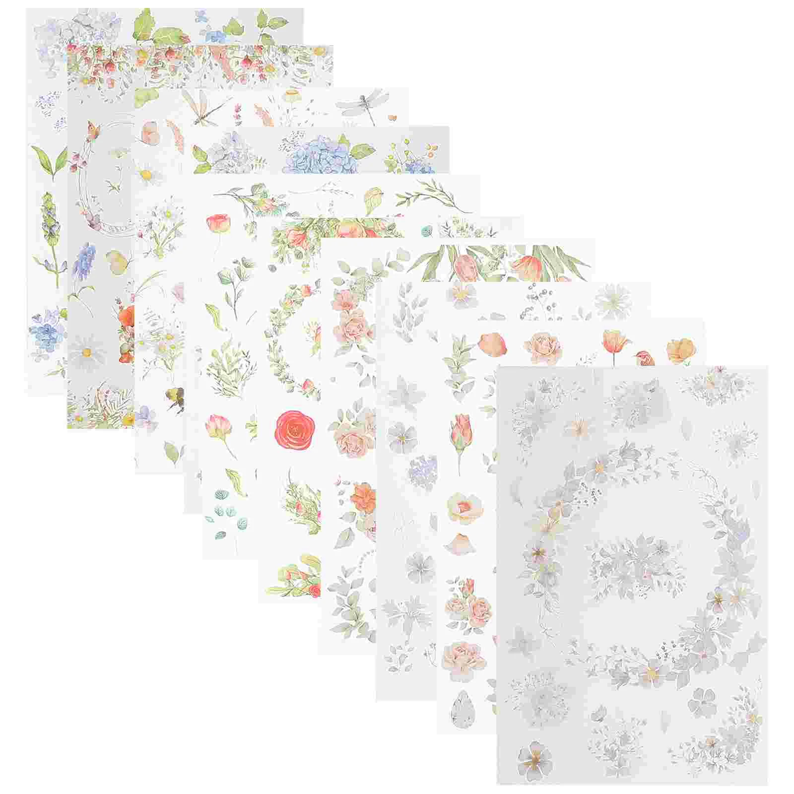 

5pcs PVC Novel Stickers Floral Decals Vintage Decorative Decals Craft Decals Home Decors