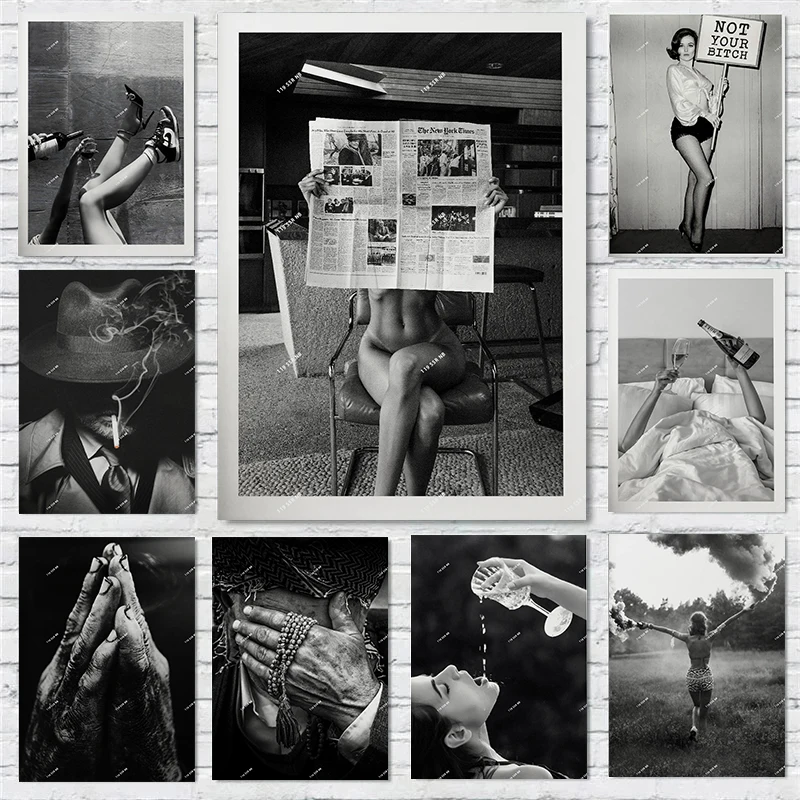 Черно-белые сексуальные женские постеры с принтом на стену изображением