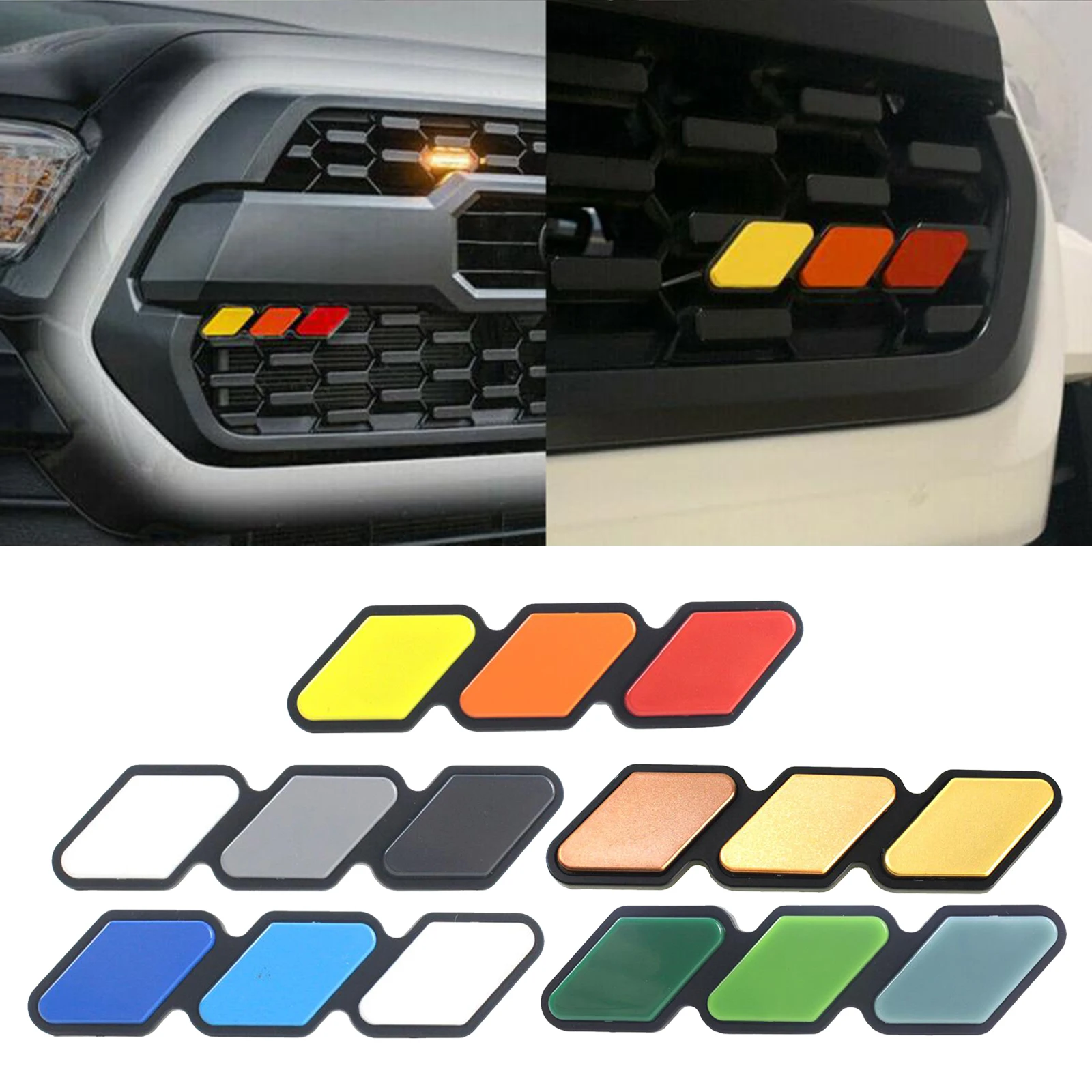 

Наклейки на передний бампер автомобиля, 5 цветов, наклейки, украшения для TOYOTA, Tacoma, для 4runner, Tundra, решетка, гриль, наклейка