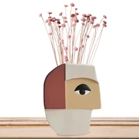 face art vases resin vase for coffee table decor modern sculpture flower plant holder for indoor home office farmhouse shelf
