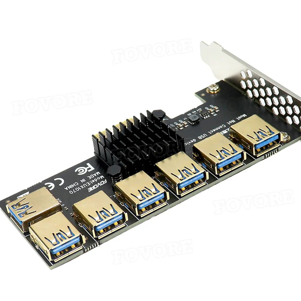 Золотой мультипликатор PCI Express Riser PCIE 1–7 X16 USB-адаптер-удлинитель Card для добычи