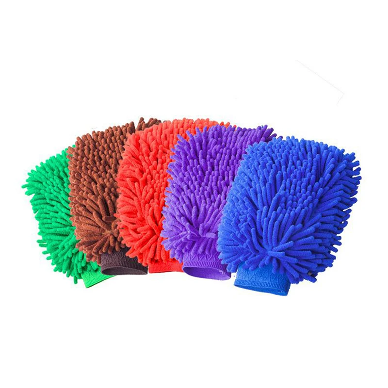 

Hot Sale 2 In 1 Ultrafine Fiber Chenille Microfiber Car Wash Glove Mitt Soft Mesh Backing No Scratch For Car Wash And Cleaning
