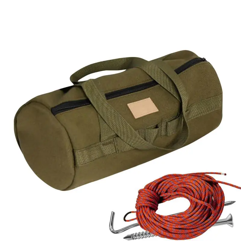 

Handheld Tool Bag Ground Stake Bag 11.8 In Tent Peg Bag For Hangings Ring Design Thickened Canvas Tear-resistant High Capacity