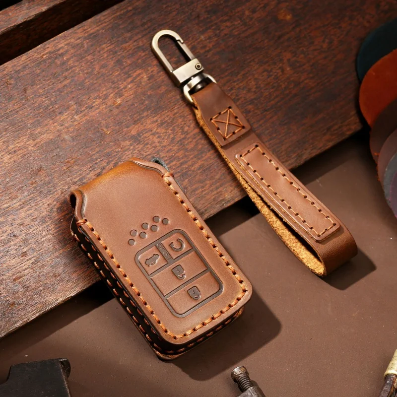 

suitable for Honda City Turbo Civic Accord Crv Pilot Odyssey Crider Holder Car Key Case Cover Leather Keychain Accessories