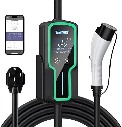 

2 EV Charger,10 to 40 Amp with J1772 NEMA 14-50 Thick Cable (8AWG), Mounted & Portable Car Charger with WiFi (100-240V,25f