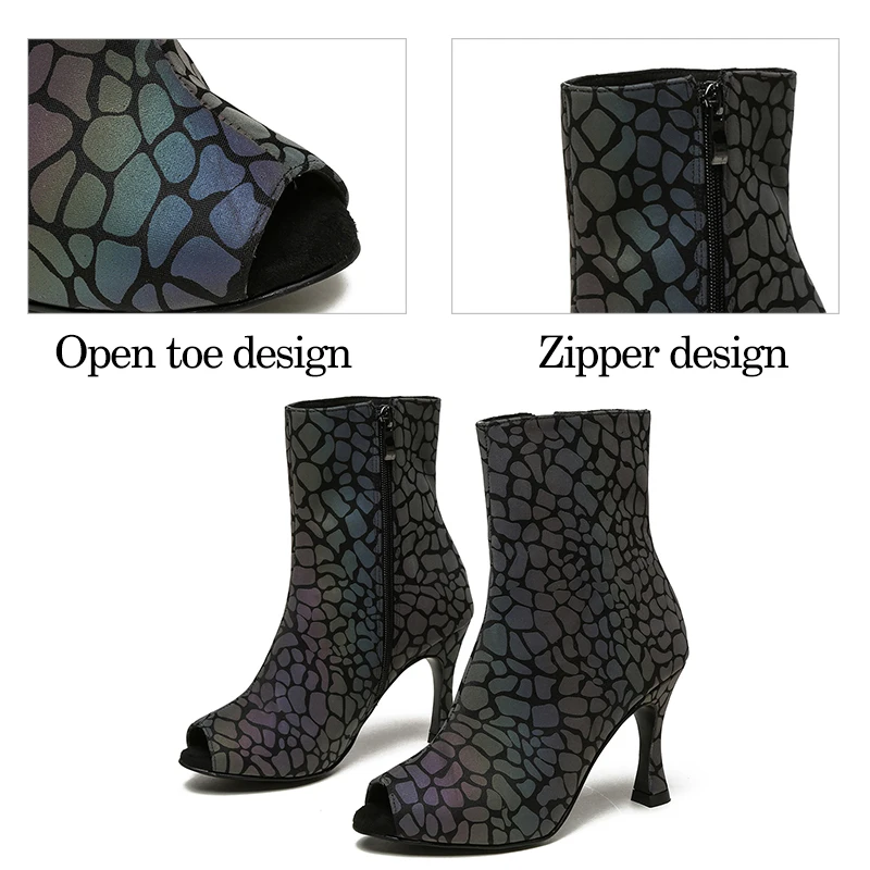 DKZSYIM Latin Dance Boots Women Ballroom High Top Dance Shoes Ladies Girls Soft Soles Tango/Salsa Dance Shoes High Heels 7-10CM