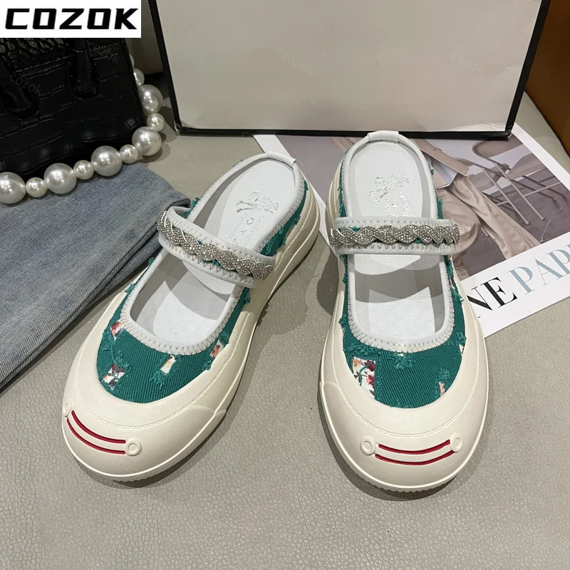Crystal Women's Sandals Single Shoes Women Comfortable Flat Casual Shoes Women's Slipper Non-slip Loafers Sneakers Mary Jane