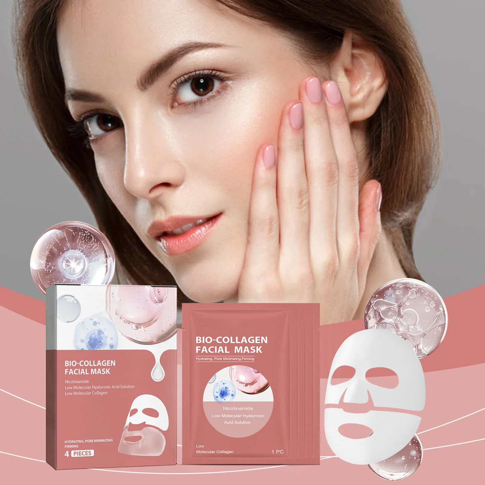 4 шт. биоколлагеновая глубоко увлажняющая маска восстанавливающая большие поры