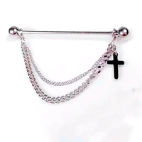 unique design stainless steel industrial piercing cross dragon industrial bar earring barbell 14g body pierc helix jewelry punk
