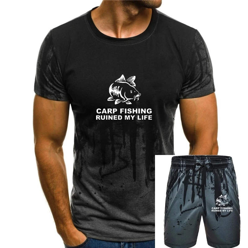 

raeek Cool Tee Shirts Men'S Short Sleeve Carp Fishinger Ruined My Life Fishinger Inspired Broadcloth Crew Neck T Shirt
