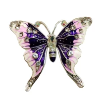 gorgeous clear crystal accent purple enamel butterfly broach pin insect jewelry for women girl coat dress gown scarf shawl wrap