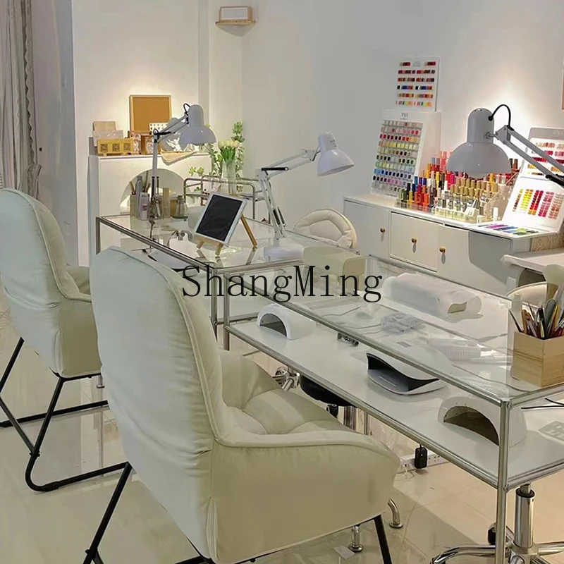 Прозрачный стеклянный маникюрный стол TF