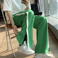 summer 3 color pleated pants men fashion oversized wide leg pants men korean loose straight ice silk pants mens casual trousers