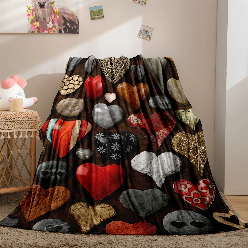 

Love Stone Pattern Blanket Comfortable Lightweight Warm Flannel Throw Blankets for Home Bed Sofa Summer Air Conditioner Blanket