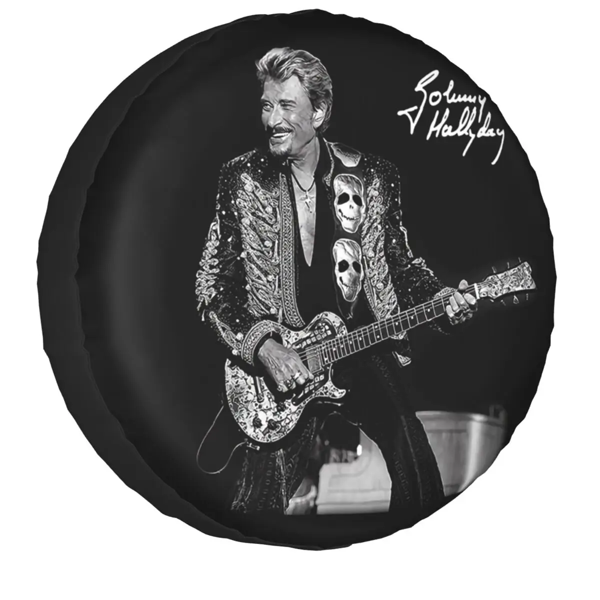 

Johnny Hallyday Spare Wheel Tire Cover for French Singer Rock Music Camper Vehicle Accessories 14" 15" 16" 17" Inch