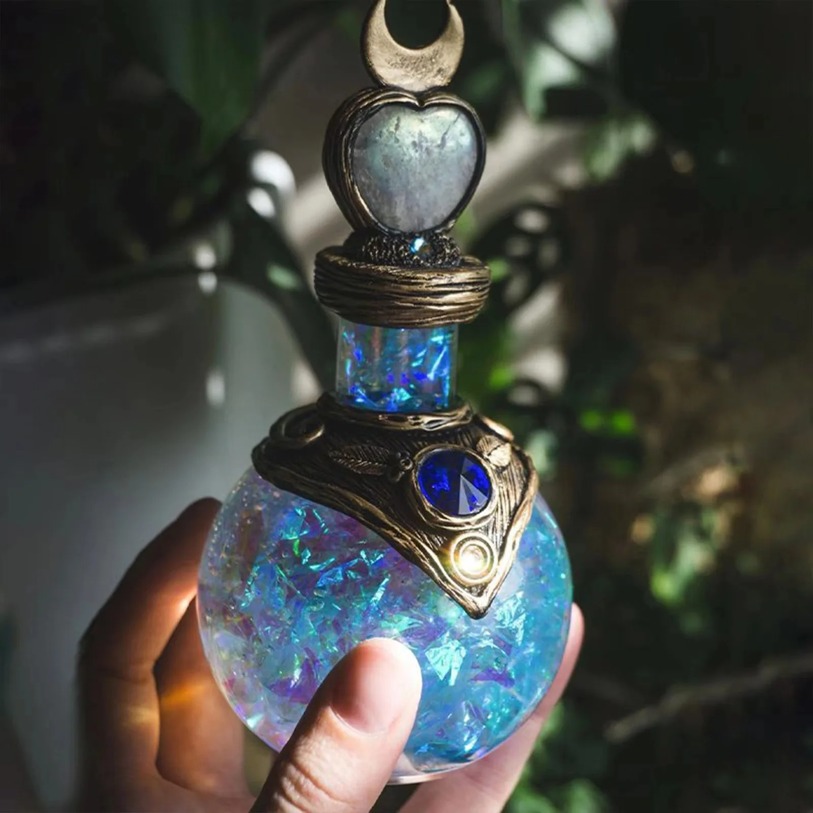 

Creative Moon Magic Potion Bottle Mermaid Aura Desktop Ornament Elves Treasure Antidote Bottle Sample Vial Office Home Decor