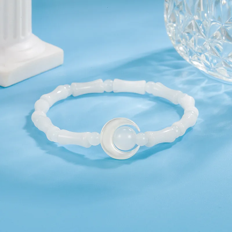 

2023 New Bamboo Beaded Bracelet Women's Small Crowd New Chinese Silver Moon Advanced Design Fashion Exquisite Bracelet