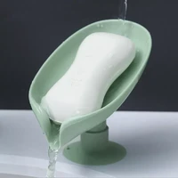 portable leaf shape suction cup soap dish with drain water bathroom shelf for kitchen sponge holder water free storage box
