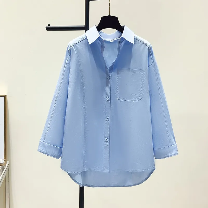 

Blusas Office Lady Shirt Autumn Casual Top Solid Loose Casual Top Fashion Women White Shirt Long Sleeve Shirts Clothes 28374