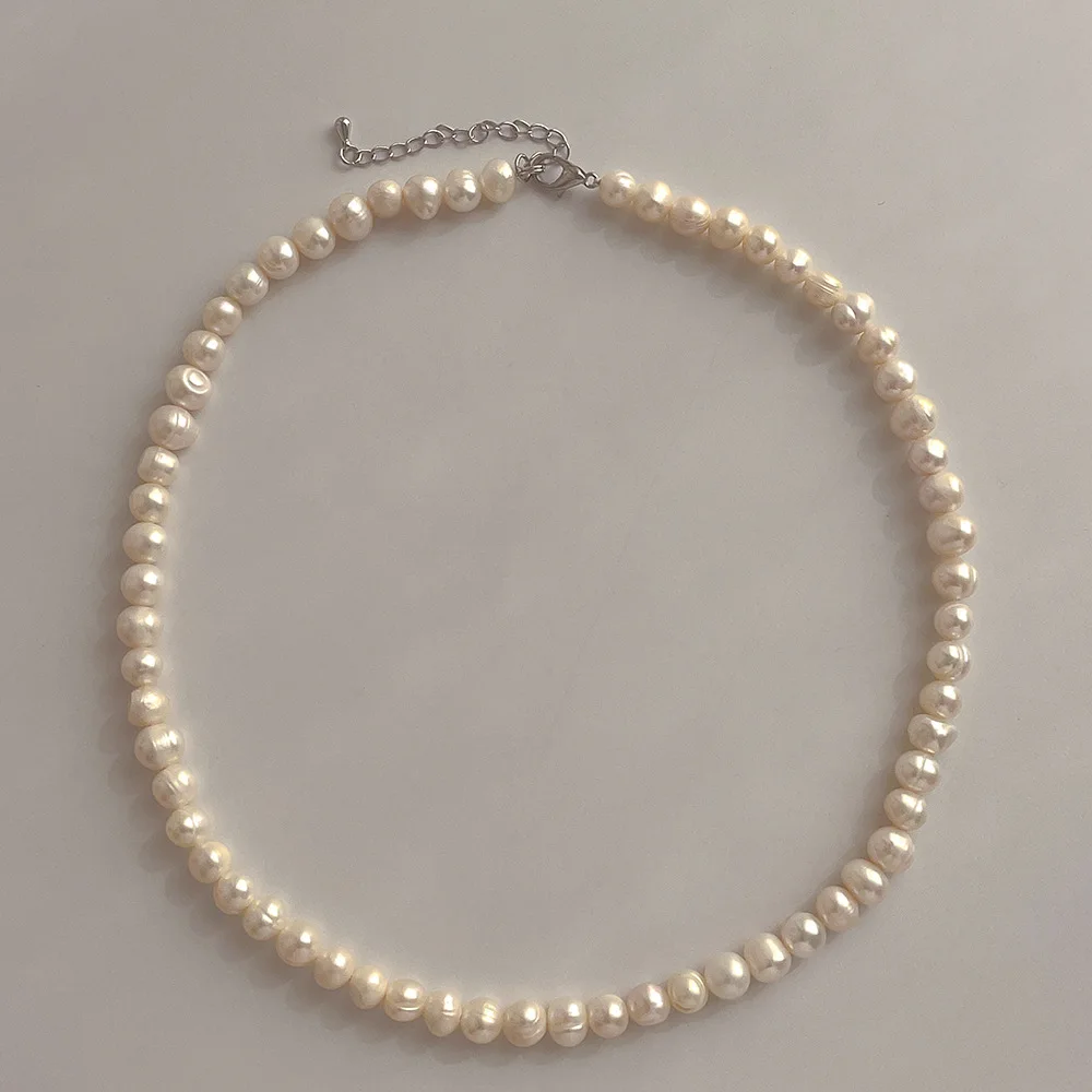 

Minar Simple Natural Freshwater Pearl Necklace for Women 14K Gold Plated Brass Baroque Pearls Strand Choker Necklaces Jewelry