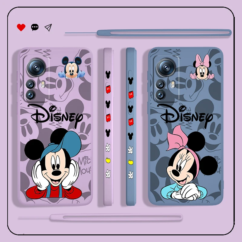 

Mickey Minnie Baby Mouse Liquid Left Rope Phone Case For Xiaomi 13 Lite 12T 12S 12 11 Ultra 11T 10T 9 Pro 5G Cover Shell Capa