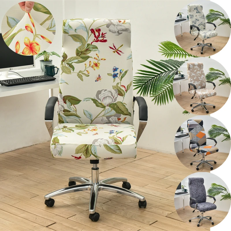Cover Geometric Office Chair Covers Non Slip Rotating Seat Case Universal Armrest Chair Protector