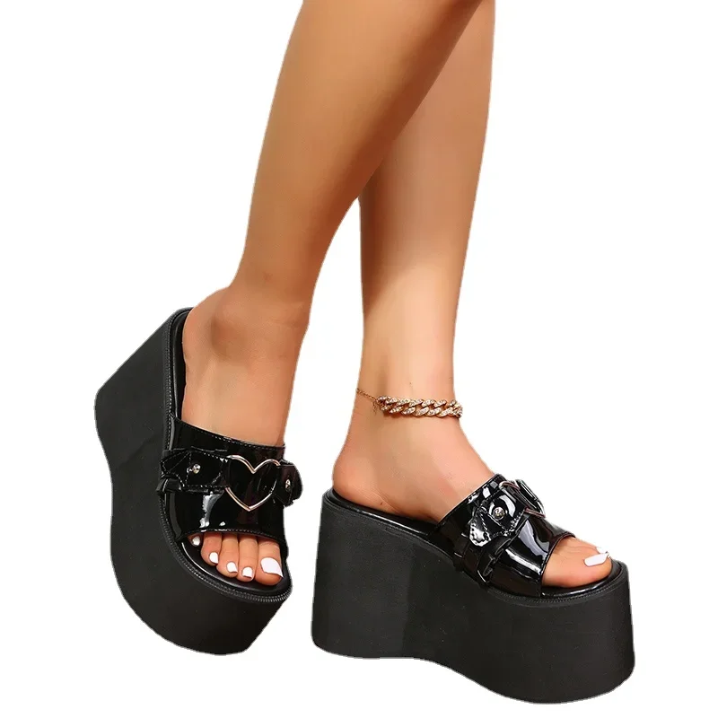 Новинка 2022 тапочки модные готические женские туфли на танкетке и высоком каблуке