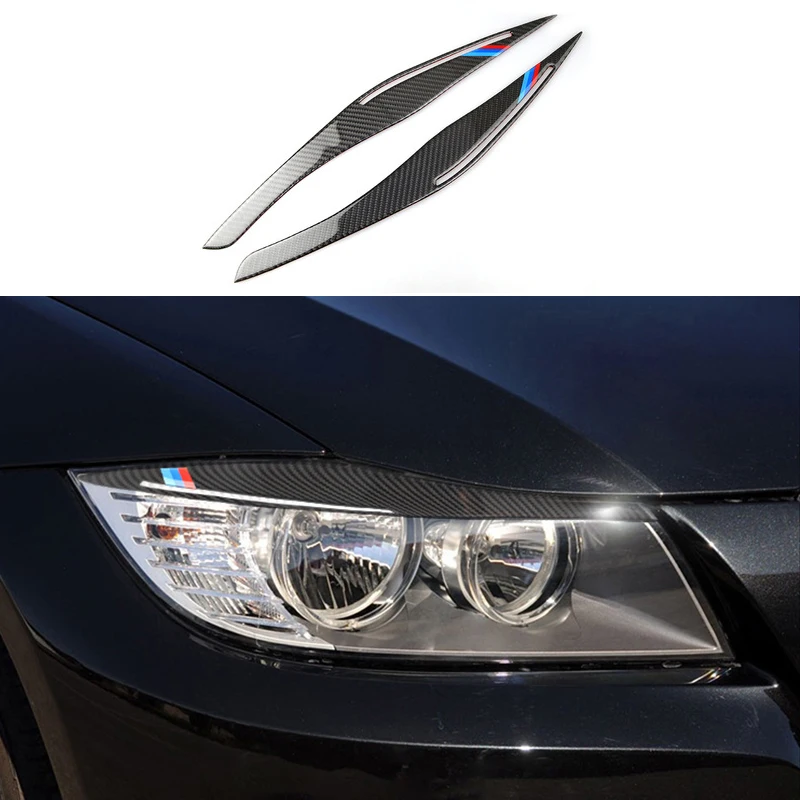 

2PCs Car Carbon Fiber Headlight Eyelid Brow Cover Decorative Sticker for BMW 3 Series E90 318 320i 325i 2009-12 bmw e90 stickers