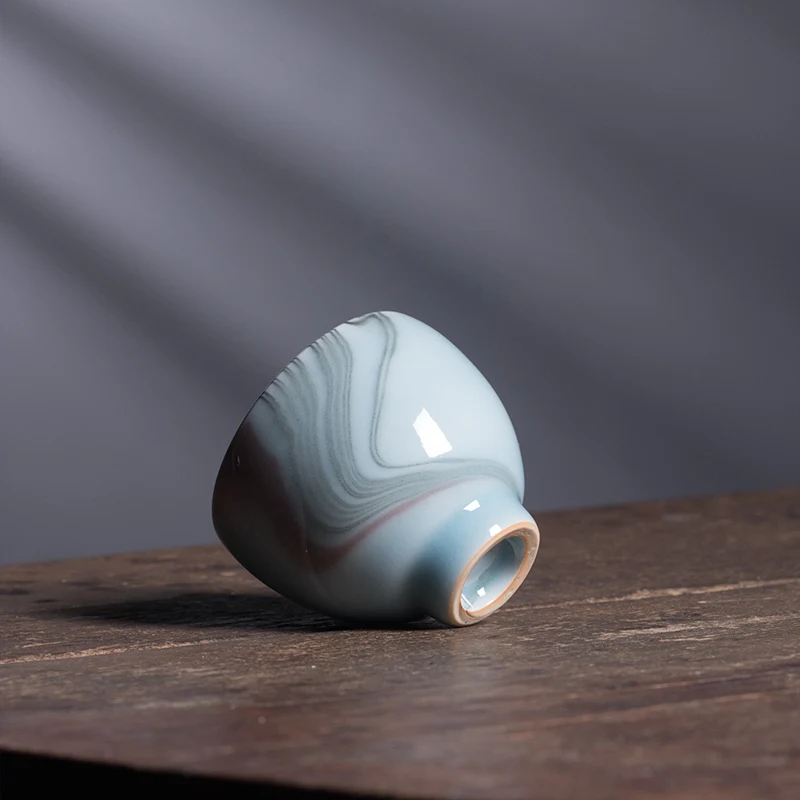 Фото Керамическая креативная чашка Longquan Celadon ручной работы, Женская чашка для дегустации чая, одинарная чашка Ye Zhengmao Yanxia, подарочная коробка №3