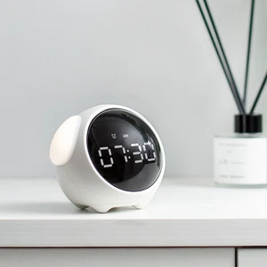 Cute Expression Alarm Clock Multifunctional Bedside Voice Control Night Light Snooze Chargeable Child Alarm Clock