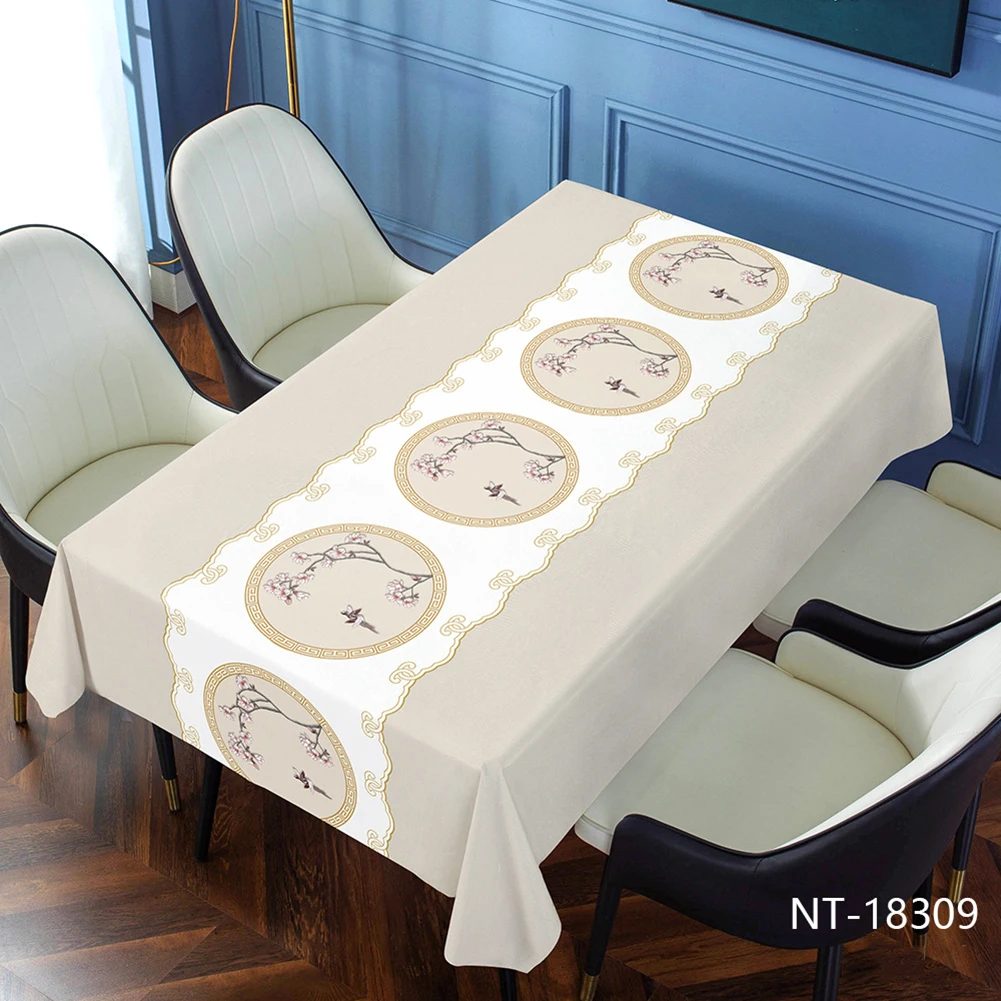 

Chinese Style Print Table Cover Reusable Leave-in PVC Table Cover For Spring Festival