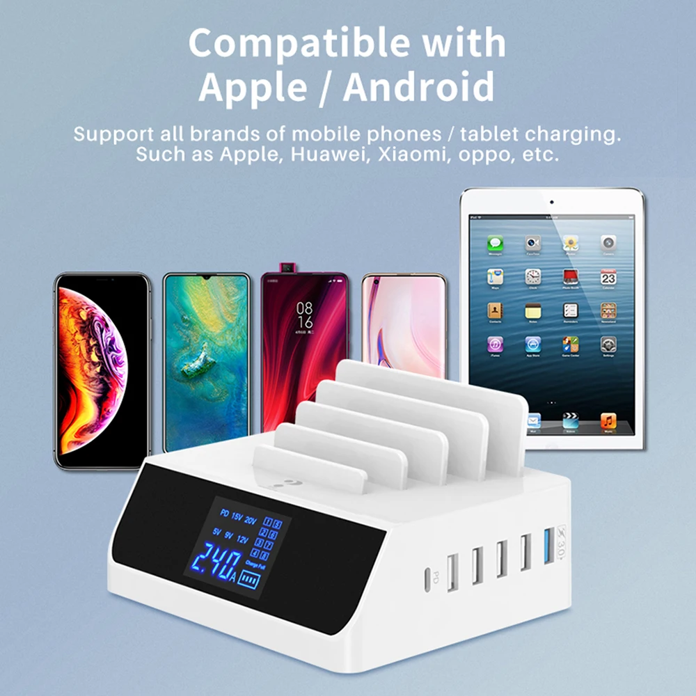 100w quick charge 3 0 usb charger with bracket tablet notebook pc phone charger adapter hub pd fast charger for iphone samsung free global shipping