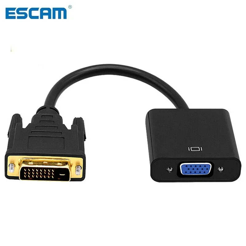 

ESCAM Full HD 1080P DVI-D to VGA Adapter 24+1 25Pin Male to 15Pin Female Cable Converter for PC Computer HDTV Monitor Display