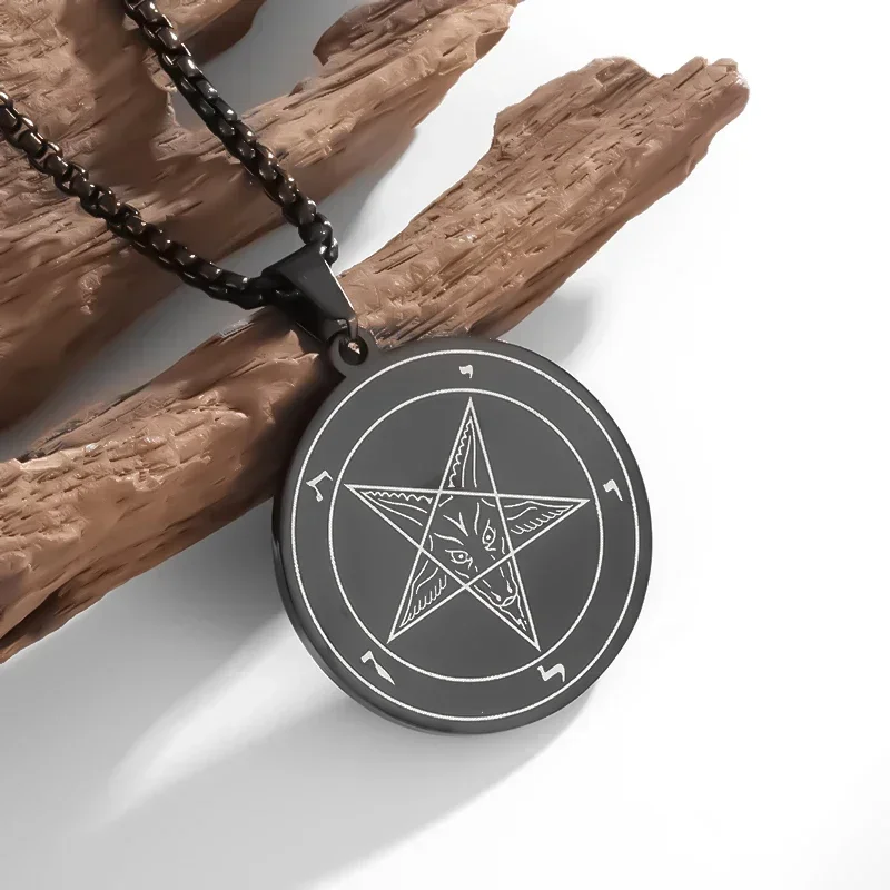 Ожерелье Wicca из нержавеющей стали с кулоном в виде головы овцы и пентаграммы