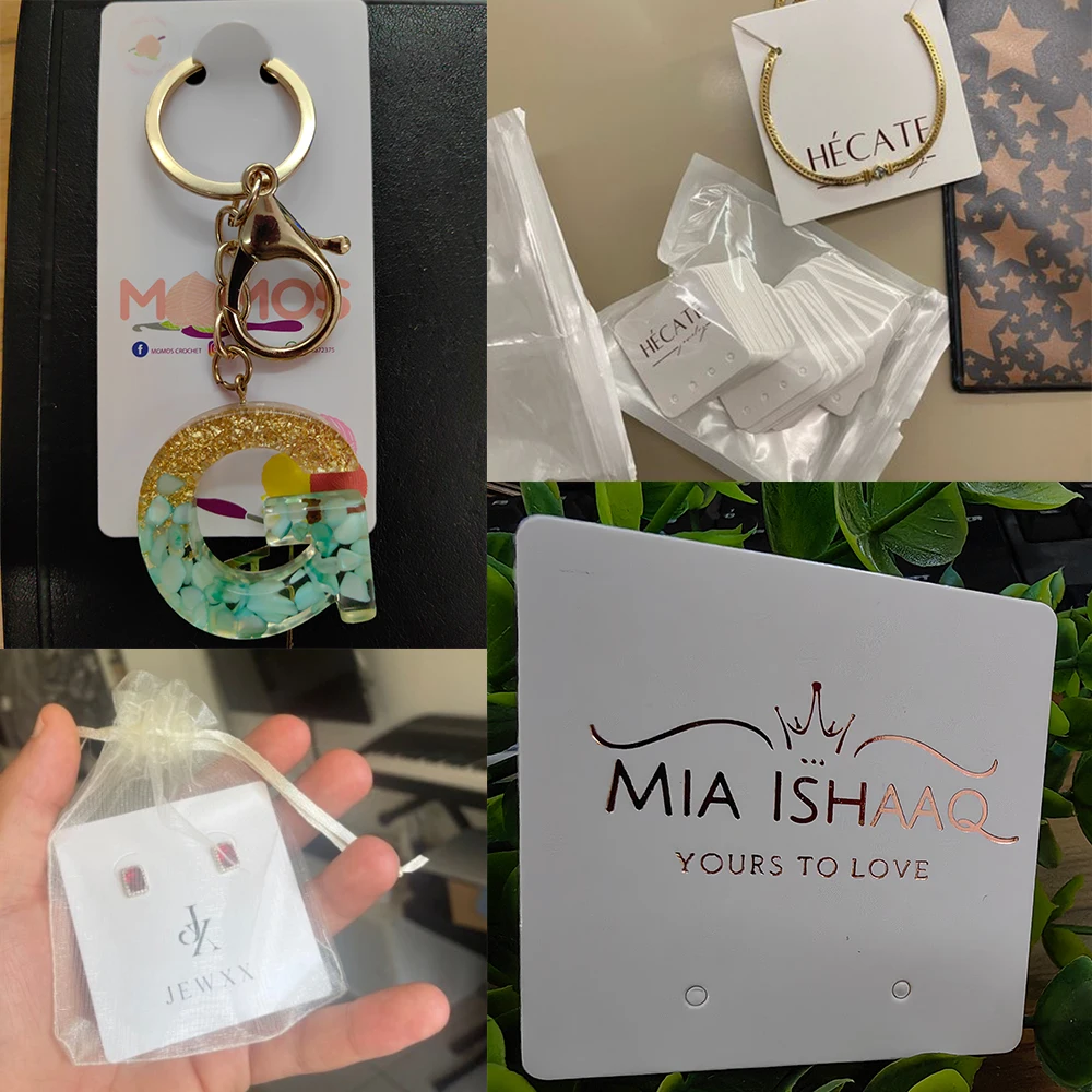 Personalize Hanging Label Jewelry Cardboard Custom Packages For Small Business Stud Earrings Stand Hook Clips Packaging Supplies