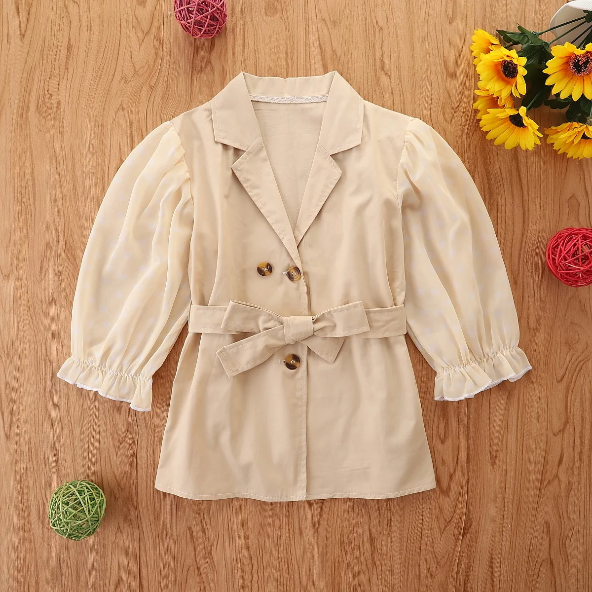 

Autumn Children Kids Girls Dress Ruffles Cotton Bubble Sleeve Girls Clothing
