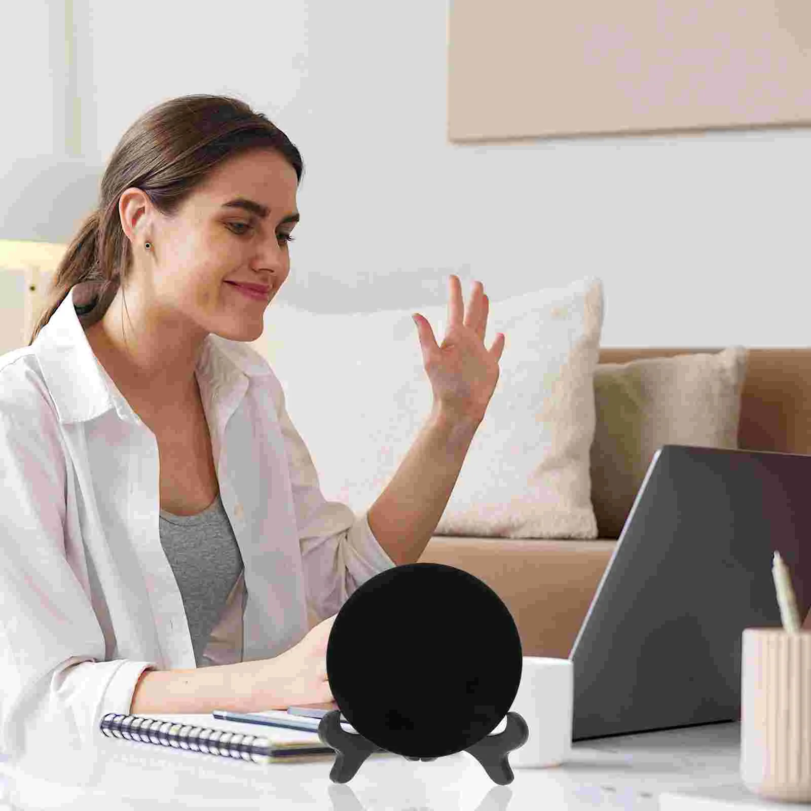 Зеркало для сушки диска из натурального обсидиана черные круглые подсвечники