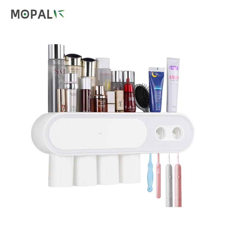 Bathroom Toothbrush Holder Multifunction Magnetic Adsorption Inverted Automatic Toothpaste Squeezer Bathroom Storage Rack