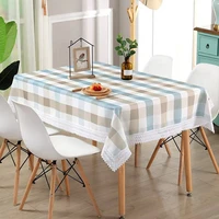 cotton and linen rectangular floral print round tablecloths waterproof dining anti oil and anti scald lace lattice table cloth