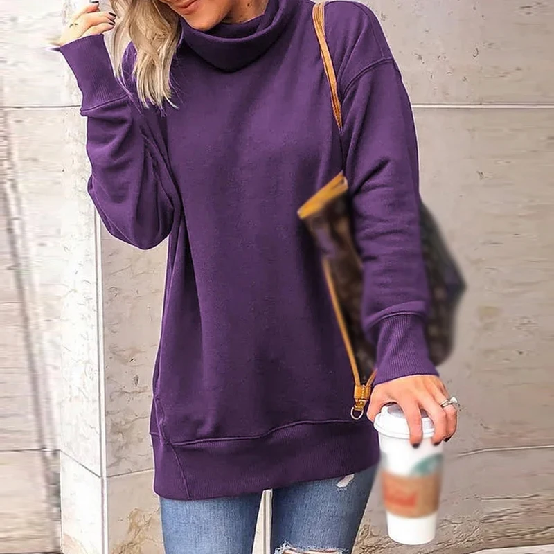 

Elegant Scarf Collar Loose Sweatshirts Autumn Casual Long Sleeve Solid Color Pullover Top Winter Women Fashion Streetwear Hoodie