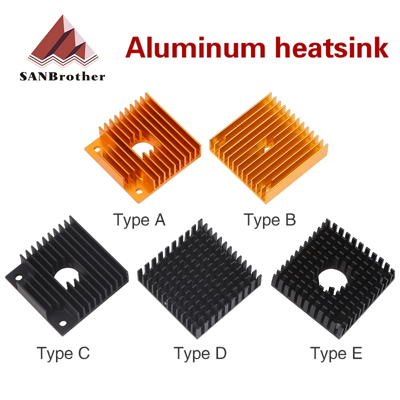 

3D Printer Aluminum Motor Heatsink Black Gold Radiator 40 x 40 x 10mm for 42 stepper motor MK7/MK8 Extruder Heat Sink