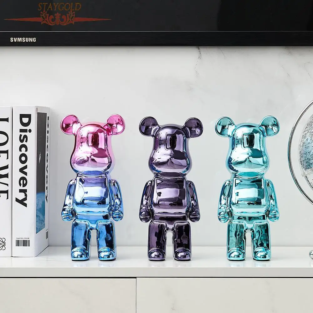 

Creative Bear Ornaments Modern Trend Home Decoration Accessories Plating Bear Figurines Ceramic Sculpture Model Room Decor Toy