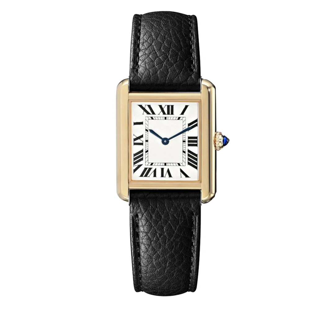 

mens womens watch Gold silver black leather female ladies quartz movement