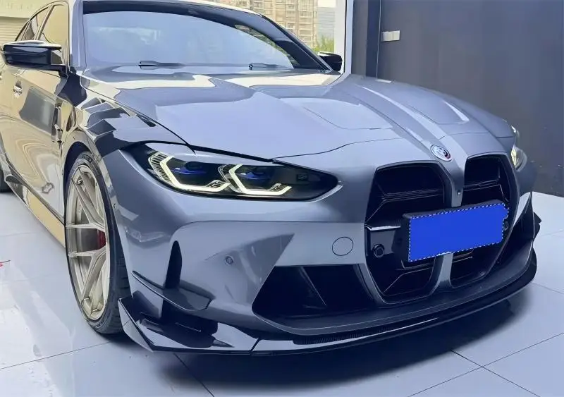 Фото Для BMW M3 M4 G80 G82 ReaI передний бампер из углеродного волокна автомобиля, вентиляционное отверстие, ветровой нож, автомобильные аксессуары, комплект кузова №2