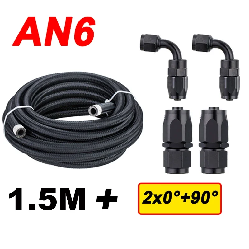 

1,5 м AN4 AN6 AN8 AN10 AN12 Фитинг топливного шланга Масляная трубка Трубка из нержавеющей стали в оплетке CPE Резина + поворотный конец шланга 0 90 градусов