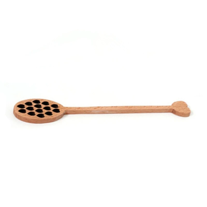 

12Pc Wood Honey Dipper Sever Mixing Stick Spoon Honeycomb Heart Pattern