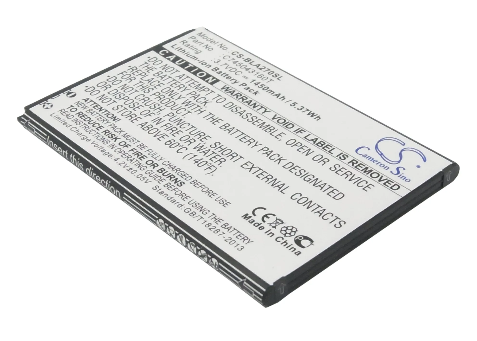 

CS 1450 мАч/5.37Wh батарея для BLU A270, A270A, аванс, 4,0 C745043160T