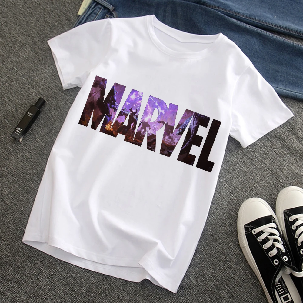 Новая футболка с надписью Marvel Мужская мультяшным аниме Харадзюку кавайная