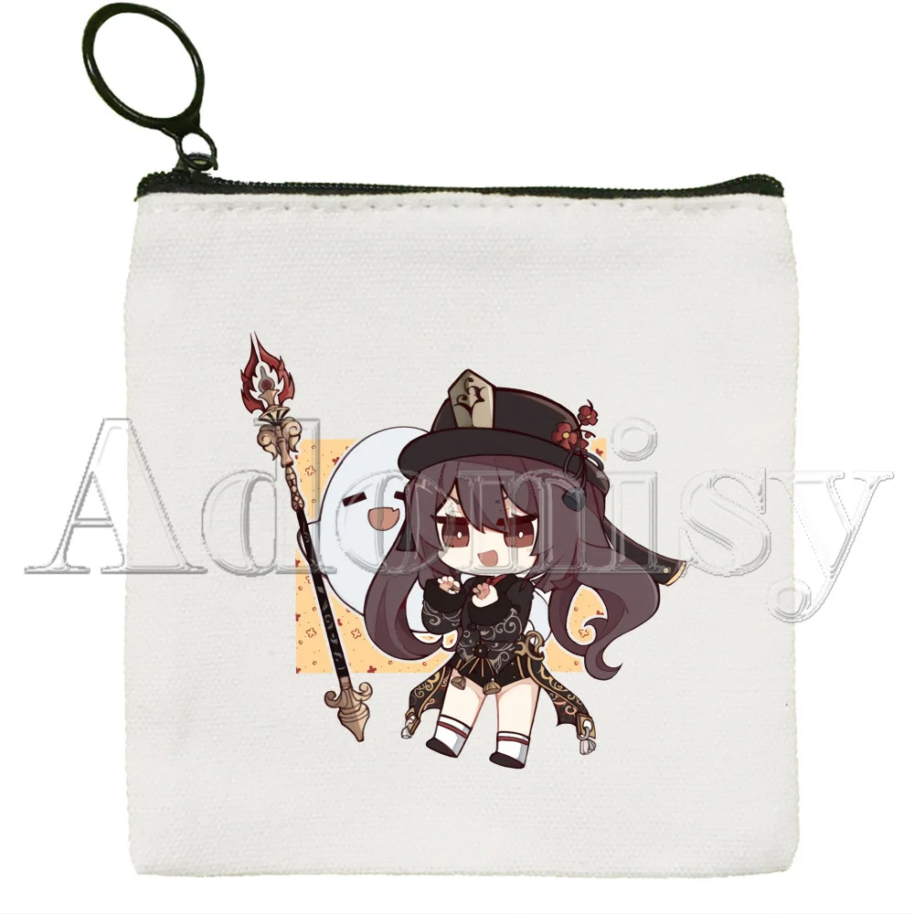 Genshin Impact Hu Tao Kawaii Game Cute Mini Coin Purse Canvas Student Wallet Coin Case Zipper Hand Female Key Case