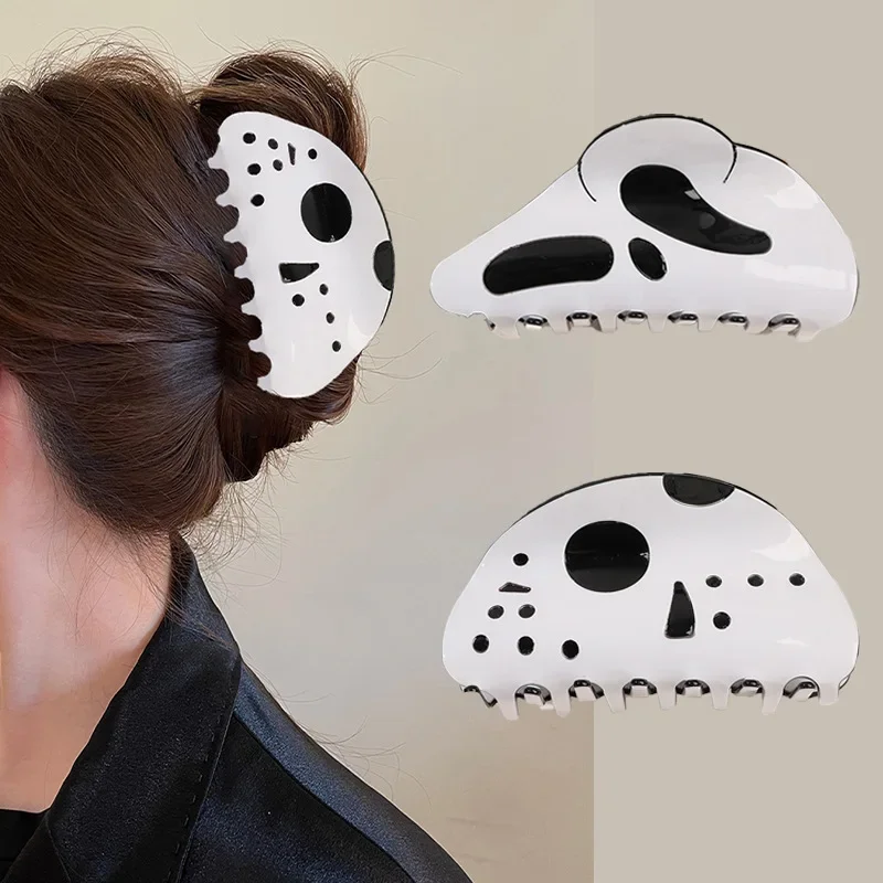 

New Skeleton Fantasy Halloween Women's Dark Wind Ghost Grip Grip Ghost Face Terror Hairpin Shark Plate Hairpin Girl Hairpin
